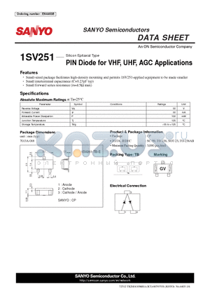 1SV251_12 datasheet - PIN Diode for VHF, UHF, AGC Applications
