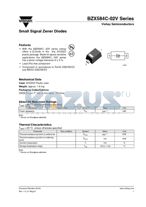 BZX584C22-02V datasheet - Small Signal Zener Diodes