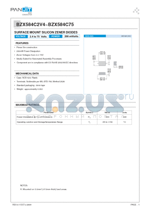 BZX584C2V4 datasheet - SURFACE MOUNT SILICON ZENER DIODES