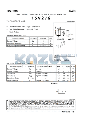 1SV276 datasheet - VARIABLE CAPACITANCE DIODE (VCO FOR UHF BAND RADIO)