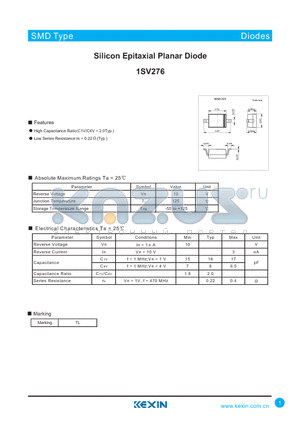 1SV276 datasheet - Silicon Epitaxial Planar Diode