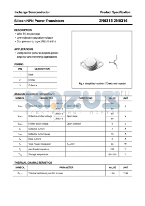 2N6315 datasheet - Silicon NPN Power Transistors