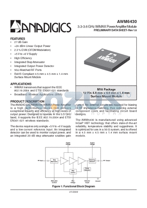 AWM6430 datasheet - 3.3-3.6 GHz WiMAX PowerAmplifier Module
