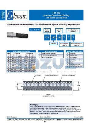 121-195-09SC datasheet - Annular Convoluted Tubing with Double External Braid