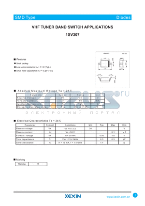 1SV307 datasheet - VHF TUNER BAND SWITCH APPLICATIONS