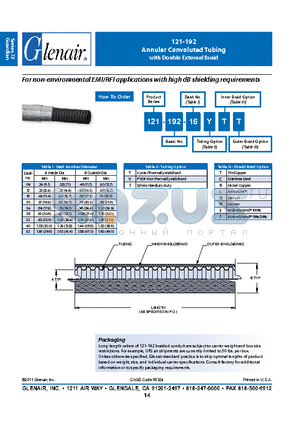 121-195-12VN datasheet - Annular Convoluted Tubing with Double External Braid