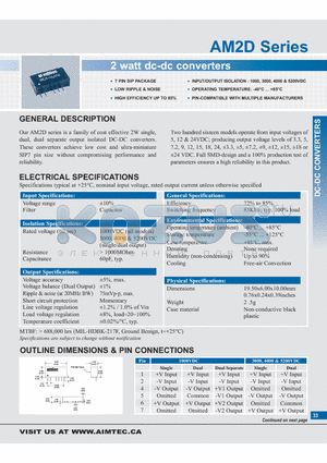 AM2D datasheet - 2 watt dc-dc converters