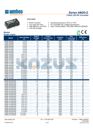 AM2D-050303DZ datasheet - 2 Watt | DC-DC Converter
