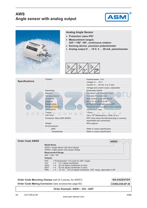 AWS datasheet - Angle sensor with analog output