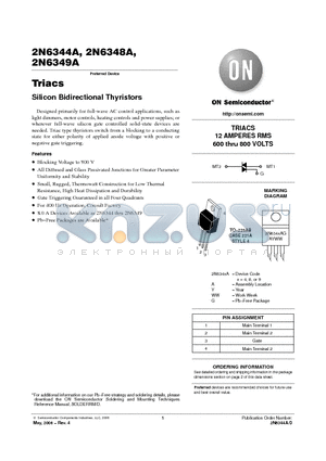 2N6349A datasheet - Triacs Silicon Bidirectional Thyristors