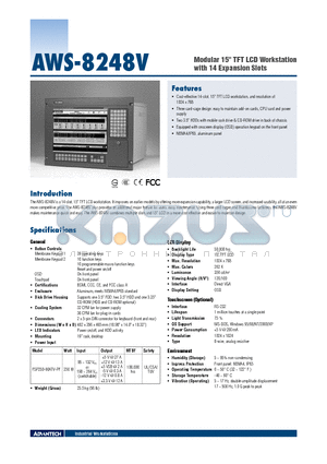 AWS-8248V datasheet - Modular 15 TFT LCD Workstation with 14 Expansion Slots