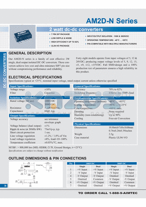 AM2D-0509SH30-N datasheet - 2 watt dc-dc converters