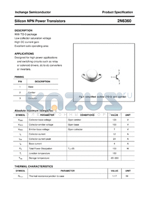 2N6360 datasheet - Silicon NPN Power Transistors