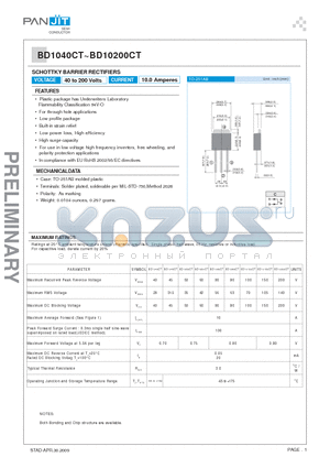 BD1040CT datasheet - SCHOTTKY BARRIER RECTIFIERS