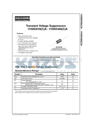 1V5KE110A datasheet - Transient Voltage Suppressors
