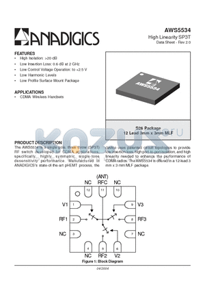 AWS5534S26 datasheet - High Linearity SP3T