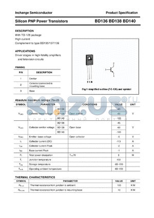 BD136 datasheet - Silicon PNP Power Transistors