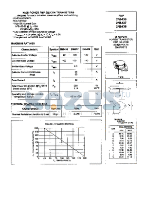 2N6436 datasheet - HIGH-POWER PNP SILICON TRANSISTORS