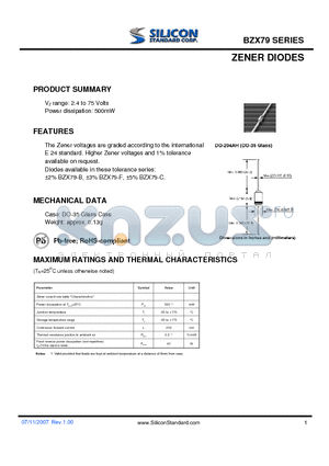 BZX79-B13 datasheet - ZENER DIODES