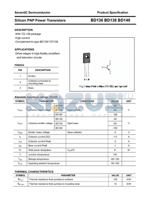 BD138 datasheet - Silicon PNP Power Transistors