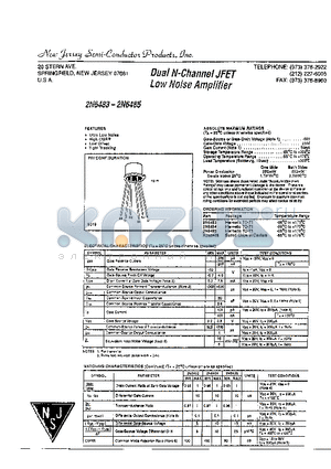 2N6484 datasheet - DUAL N-CHANNEL JFET LOW NOISE AMPLIFIER