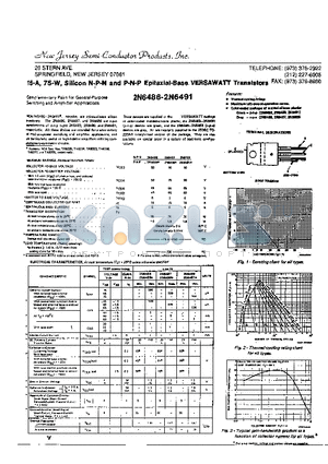 2N6486 datasheet - SILICON N-P-N AND P-N-P EPITAXIAL-BASE VERSAWATT TRANSISTORS