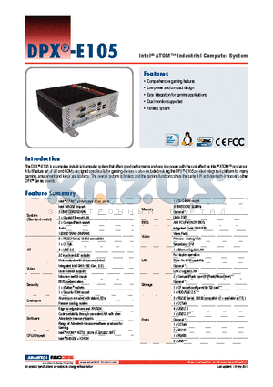DPX-E105 datasheet - Intel^ ATOM Industrial Computer System