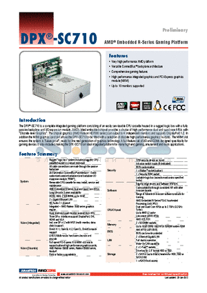 DPX-SC710 datasheet - AMD^ Embedded R-Series Gaming Platform