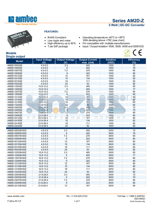 AM2D-Z_13 datasheet - 2 Watt | DC-DC Converter