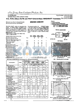 2N6490 datasheet - SILICON N-P-N AND P-N-P EPITAXIAL-BASE VERSAWATT TRANSISTORS