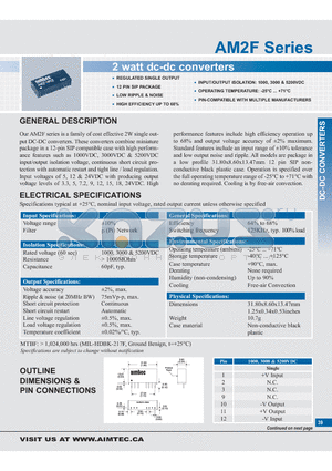 AM2F-0505SH52 datasheet - 2 watt dc-dc converters
