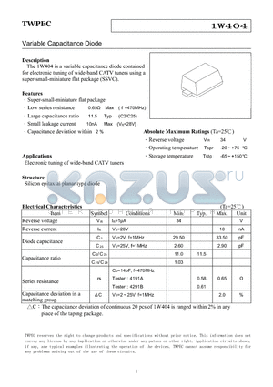 1W404-M020A-T8A datasheet - Variable Capacitance Diode