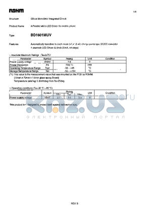 BD1601MUV datasheet - 4 - Parallel white-LED Driver for mobile phone