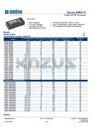 AM2F-1203SH30Z datasheet - 2 Watt | DC-DC Converter