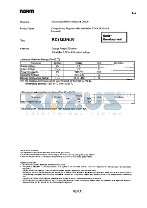 BD1603NUV datasheet - Charge Pump Regulator with Selectable 5.0V/4.5V Output for mobile