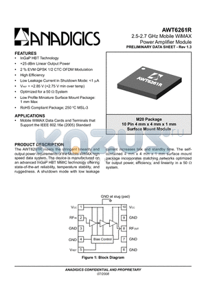 AWT6261R datasheet - 2.5-2.7 GHz Mobile WiMAX Power Amplifier Module