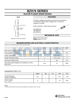 BZX79-C2V4 datasheet - SILICON PLANAR ZENER DIODES