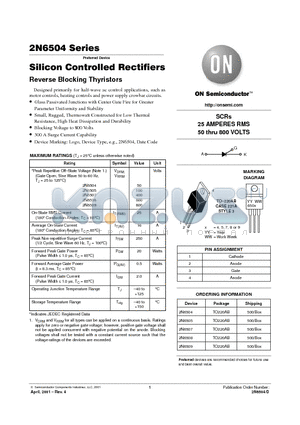 2N6509 datasheet - Silicon Controlled Rectifiers