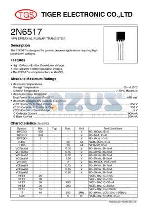 2N6517 datasheet - NPN EPITAXIAL PLANAR TRANSISTOR