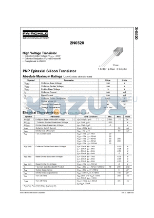 2N6520 datasheet - PNP Epitaxial Silicon Transistor