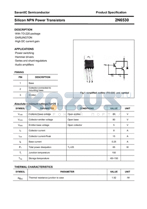 2N6530 datasheet - Silicon NPN Power Transistors