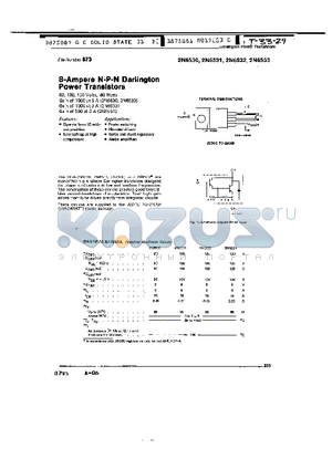 2N6531 datasheet - 8-AMPERE N-P-N DARLINGTON POWER TRANSISTORS