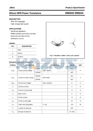 2N6542 datasheet - Silicon NPN Power Transistors