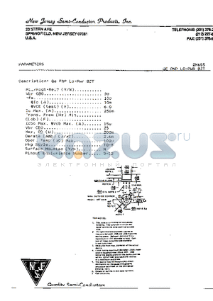 2N655 datasheet - GE PNP LO-PWR BJT