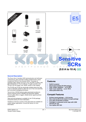 2N6565 datasheet - Sensitive SCRs (0.8 A to 10 A)