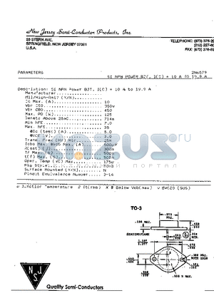 2N6579 datasheet - SI NPN POWER BJT