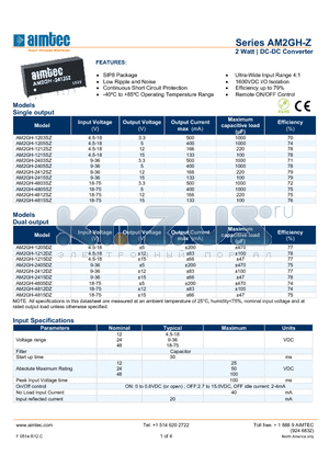 AM2GH-Z_13 datasheet - 2 Watt | DC-DC Converter