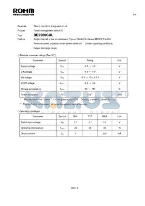 BD2200GUL datasheet - Power management switch IC