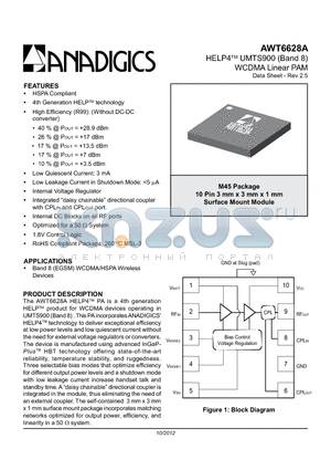 AWT6628ARM45Q7 datasheet - HELP4 UMTS900 (Band 8) WCDMA Linear PAM