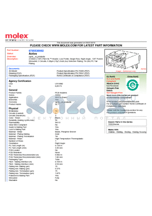 0705530002 datasheet - 2.54mm (.100